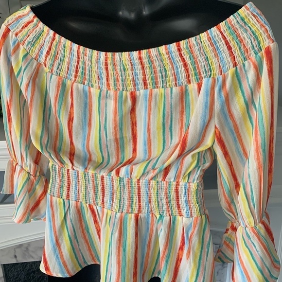 off shoulder coquette feminine flirty boho girlhood core blouse top Medium - Picture 3 of 7